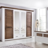 Empinio24 Kleiderschrank Laguna Breite 235 CM PINIE teil-massiv braun|weiß