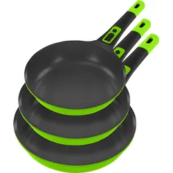 Pfannen-Set KING "»Click-Grip Xylan Plus Silver Diamond«", grün, H:5,5cm Ø:28cm, Pfannen, Induktion, abnehmbarer Griff, XYLAN plus Silver Diamond-Beschichtung