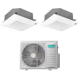 Hisense - Dual-Split-Kassetten-Klimagerät 12+12 mit 3AMW72U4RFA R-32 Wi-Fi Optional 12000+12000 mit Fernbedienung und Panel enthalten - Neu