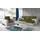 Fun Möbel Ecksofa Set COLLIN Ottomane Rechts + Sessel Weiss / Olivgrün - Weiß