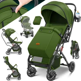 Kidiz KIDIZ® Kinderwagen Kinderbuggy klappbar Liegebuggy Sportwagen Faltbar 360° Räder 5-Punkt Gurt Inkl. Fußsack, Getränkehalter, Regenabdeckung & Moskitonetz verstellbare Rückenlehne & Sonnenverdeck