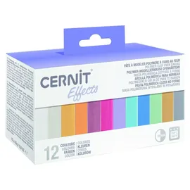 Cernit CEASS003C Set mit 12 Farben Ofenhärtende Polymer-Modelliermasse à 25g