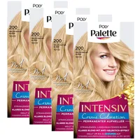 POLY PALETTE Intensiv Creme Coloration 10-0/200 Helles Naturblond Stufe 3 (4 x 115 ml), Permanenter Aufheller für strahlendes, langanhaltendes Blond, Anti-Gelbstich-Effekt