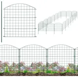 V2Aox Zaun Gartenzaun Steckzaun Teichzaun für Garten Teich 18 Zaunelemente 78 cm hoch Metall Hundezaun Gitterzaun Oberbogen Grün V2Aox6 x 6cm