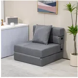 Homcom Schlafsessel 2-in-1 Textil 70 x 61 x 70 cm Dunkelgrau mit Kissen