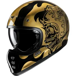 HJC V60 Flame Helm, schwarz-gold-silber, Größe M für Männer