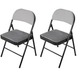 Hti-Living 2er Set Klappstühle mit Polsterung Metallgestell und Samtbezug