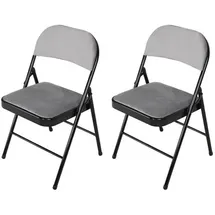 Hti-Living 2er Set Klappstühle mit Polsterung Metallgestell und Samtbezug