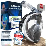 KAIMANA Tauchermaske NEUHEIT- Schnorchelmaske für Erwachsene inkl. Tragetasche, (Vollgesichtsmaske Tauchmaske), geprüfte CO2 Sicherheit - Tauchermaske Erwachsene weiß L/XL (ab 1,60m)