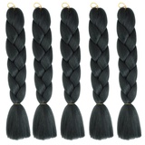 5 Stücke Jumbo Braids Extensions, 120cm Kunsthaar zum Einflechten Twist Zöpfe Synthetik Crochet Hair Flechthaar Haarverlängerungen Einfarbige Ombre Jumbo Zöpfe Haar Flechten Extensions für Crochet