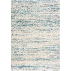 Carpet City Hochflor-Teppich Pulpy 524, rechteckig, Höhe: 30 mm, besonders weich, Meliert, ideal für Wohnzimmer & Schlafzimmer beige|blau 80 cm x 300 cm x 30 mm