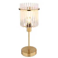 GLOBO Tischleuchte Beistelllampe Nachttischlampe Schlafzimmerleuchte Wohnzimmerlampe, Metall Gold Glasstäbe,