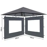 Quick Star Pavillon-Ersatzdach Ersatzdach und 2 Seitenteile Pavillon 3x3m Grau, (Set aus Ersatzdach und 2 Seitenwänden), Dach mit Lüftungsschlitzen grau