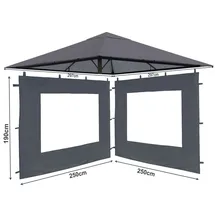 Quick Star Pavillon-Ersatzdach Ersatzdach und 2 Seitenteile Pavillon 3x3m Grau, (Set aus Ersatzdach und 2 Seitenwänden), Dach mit Lüftungsschlitzen grau