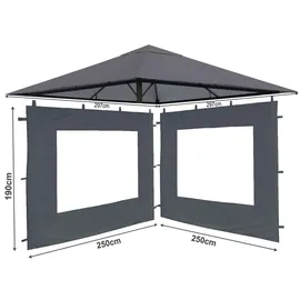 Quick Star Pavillon-Ersatzdach Ersatzdach und 2 Seitenteile Pavillon 3x3m Grau, (Set aus Ersatzdach und 2 Seitenwänden), Dach mit Lüftungsschlitzen grau