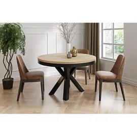 WFL GROUP Runder Ausziehbarer Esstisch 120 x 76 cm braun