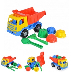Polesie Spielzeug-Auto 7-teiliges Spielzeug-Set 93226, LKW Förmchen Schaufel Rechen ab 12 Monate bunt