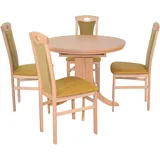 HOFMANN LIVING AND MORE Essgruppe »5tlg. Tischgruppe«, (Spar-Set, 5 tlg 5tlg. Tischgruppe), Buche-Nachbildung + gelb + Buche-Nachbildung, , 68144635-0 B/H/T: 45 cm x 95 cm x 48 cm,