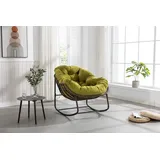 FELIXLEO Schaukelsessel Rattan Schaukelstuhl mit Polster Relaxstuhl Orange Outdoor (1-St)