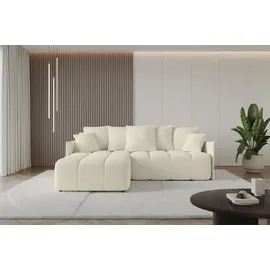altdecor Ecksofa mit Schlaffunktion und Bettkasten LONLI-L 251x189x68 cm Beige - Corner Sofa Bett Eckcouch Couch L-Form Schlafcouch Ausziehbar Wohn... - milchig