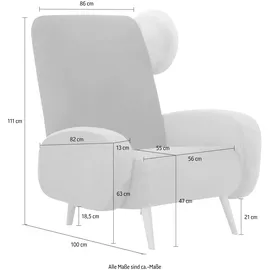 Home Affaire Sessel HOME AFFAIRE "Gox Ohrensessel", grau (grau, rot), B:86cm H:111cm T:100cm, Struktur fein ( 100% Polyester);Samtoptik (100% Polyester), Sessel, Sessel, in außergewöhnlicher stylischer Optik