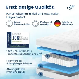 AM Qualitätsmatratzen Taschenfederkernmatratze 140 x 200 cm H3