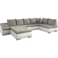 Wohnlandschaft mit Bettfunktion Polstergarnitur Ecksofa mit Schlaffunktion und Bettkasten Couch für Wohnzimmer Schlafsofa Sofagarnitur Sofa Eckcou... - Beige/Weiß