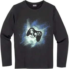 Kidsworld Langarmshirt "GAMER", Jungen, Gr. 152/158, schwarz, Jersey, Obermaterial: 100% Baumwolle, bedruckt, Basic, Basic, Rundhals, Shirts Langarmshirt, Gamer-Shirt Langarm, Basic-Passform, mit trendigem Aufdruck