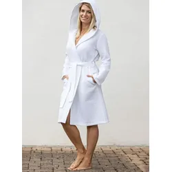 framsohn Home Collection Damen Waffelpiqué Bademantel (Farbe: Weiß / Größe: M)