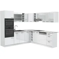 Vicco Winkelküche R-Line L-Form 237 x 247 cm Weiß Hochglanz