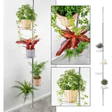 Teleskop Blumenregal (4 Ebenen) - Teleskop Blumenständer (vertikal) aus Metall und Glas, Blumenleiter draußen, Blumentreppe Metall, Pflanzenstän... - Weiß