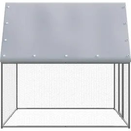 vidaXL Hühnerkäfig Silbern und Grau 2x2x2 m Verzinkter Stahl