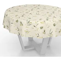 ANRO Wachstuchtischdecke abwaschbar Rund 140 cm Beige