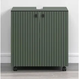 trendteam Waschbeckenunterschrank Grün Rillenoptik 1 Einlegeboden 60 x 64 cm Badezimmer