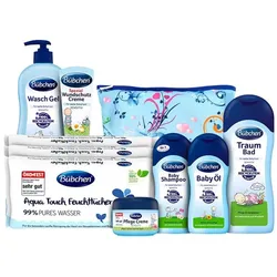 Bübchen Pflegeset für Neugeborene, 7-teilig – Geschenkset mit Baby-Produkten