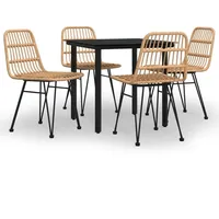 5-tlg. Garten-Essgruppe Poly Rattan - Braun/Schwarz