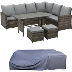 SVITA MONROE Garten-Lounge Set Polyrattan Lounge-Möbel Sitzgruppe