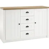 Home Affaire Sideboard HOME AFFAIRE "Beauvais", weiß (weiße pinie, applikation eichefarben dekor), B:130cm H:86cm T:43cm, Holzwerkstoff, Sideboards, Sideboard, Breite ca. 130 cm