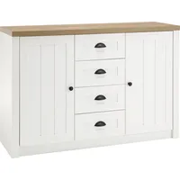 Home Affaire Sideboard HOME AFFAIRE "Beauvais", weiß (weiße pinie, applikation eichefarben dekor), B:130cm H:86cm T:43cm, Holzwerkstoff, Sideboards, Sideboard, Breite ca. 130 cm