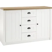 Home Affaire Sideboard HOME AFFAIRE "Beauvais", weiß (weiße pinie, applikation eichefarben dekor), B:130cm H:86cm T:43cm, Holzwerkstoff, Sideboards, Sideboard, Breite ca. 130 cm