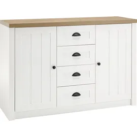 Home Affaire Sideboard HOME AFFAIRE "Beauvais", weiß (weiße pinie, applikation eichefarben dekor), B:130cm H:86cm T:43cm, Holzwerkstoff, Sideboards, Sideboard, Breite ca. 130 cm
