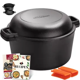 Overmont Dutch Oven 4,6 l Gusseisen schwarz