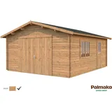 Palmako Holzgarage Roger mit Holztor Braun tauchgrundiert 450 cm x 550 cm