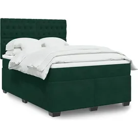 vidaXL Boxspringbett 140 x 200 cm Dunkelgrün