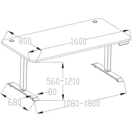 Mendler Schreibtisch HWC-D40 schwarz