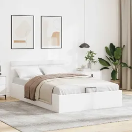 vidaXL Stauraumbett hydraulisch LED 140 x 200 cm weiß