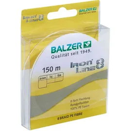 Balzer Iron Line 8-150m geflochtene Schnur zum Spinnfischen, Farbe:Gelb, Durchmesser/Tragkraft:0.10mm / 8.1kg