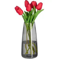 Relaxdays Vase, Glasvase für Blumen, Tischvase aus Glas, hohe