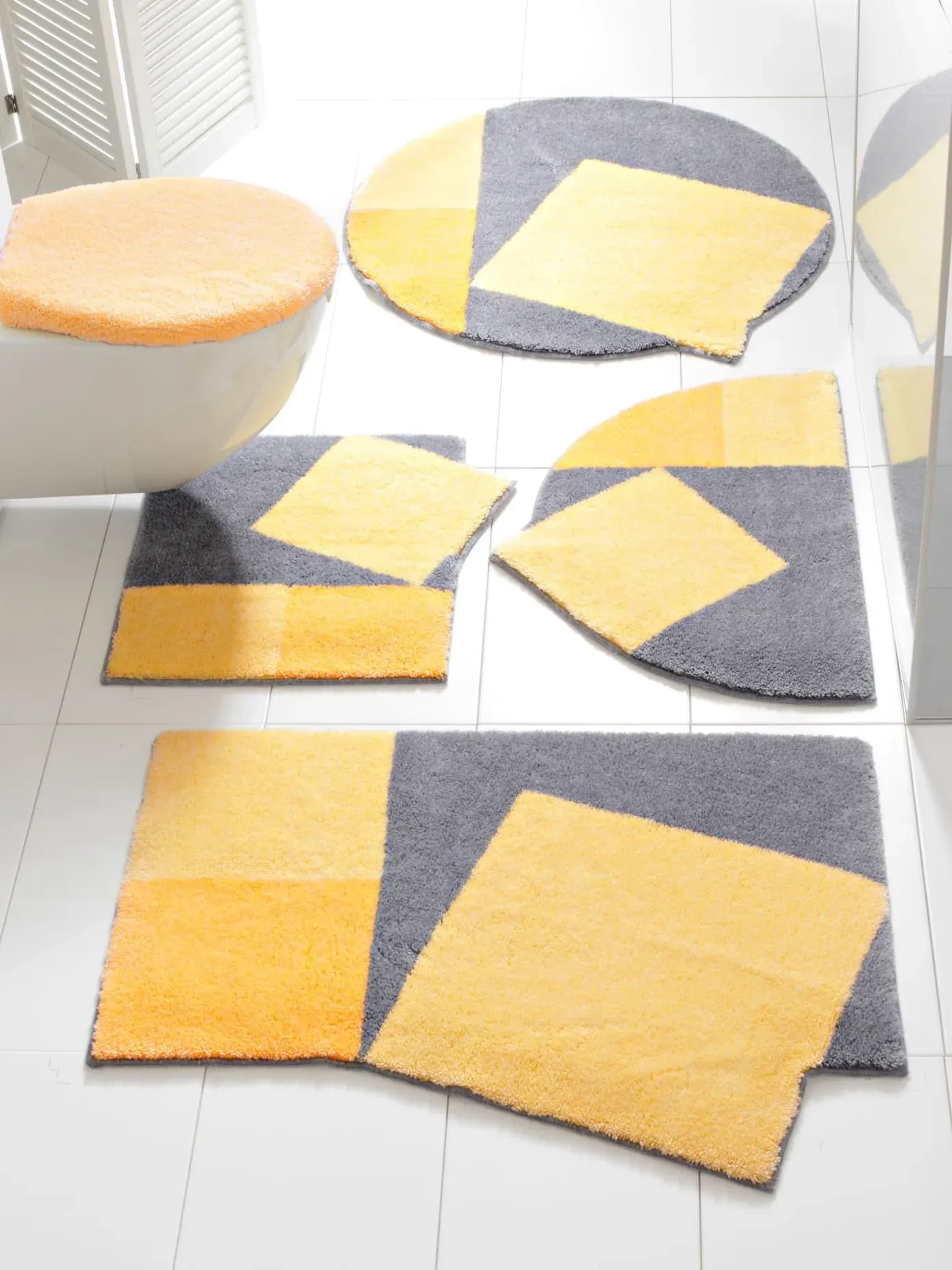 Badematte GRUND Gr. 1, gelb (gelb, grau), rechteckig (50cm x 60cm ), 1 Stk., Badematten, Badematte