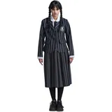 Chaks Wednesday Schuluniform, 3-teiliges Kostüm für Erwachsene, in Schwarz-Grau, Outfit für Halloween und Karneval